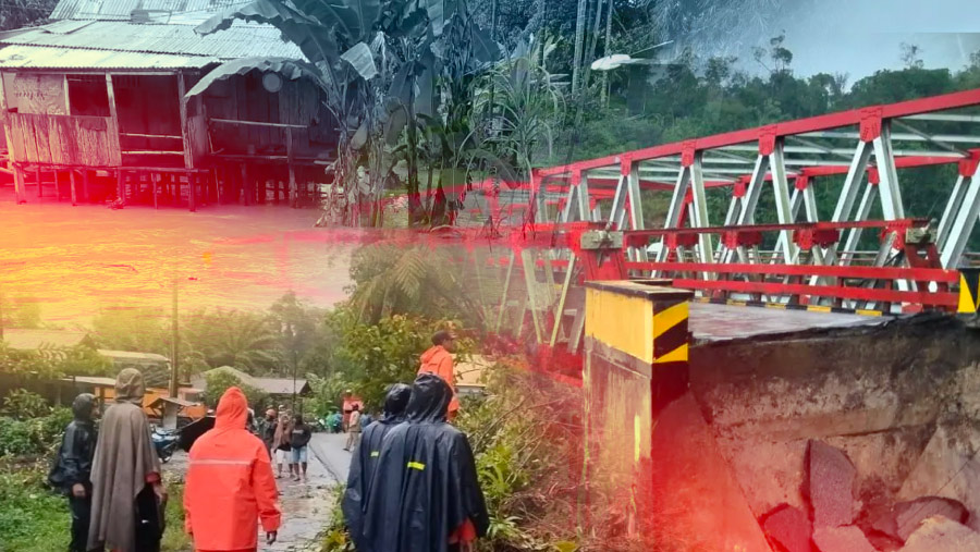 Warga Aceh Tamiang memanjat
